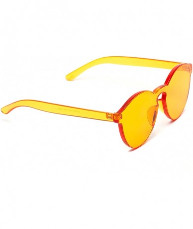 Square Colorful One Piece Transparent Round Super Retro Sunglasses - Orange - CO12NTEZCDA $12.50