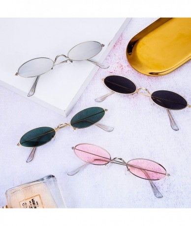 Oval 6 Pairs Vintage Oval Sunglasses Metal Frame Oval Sunglasses Slender Candy Color Sunglasses Eyewear - CF193S8ZR8E $13.06