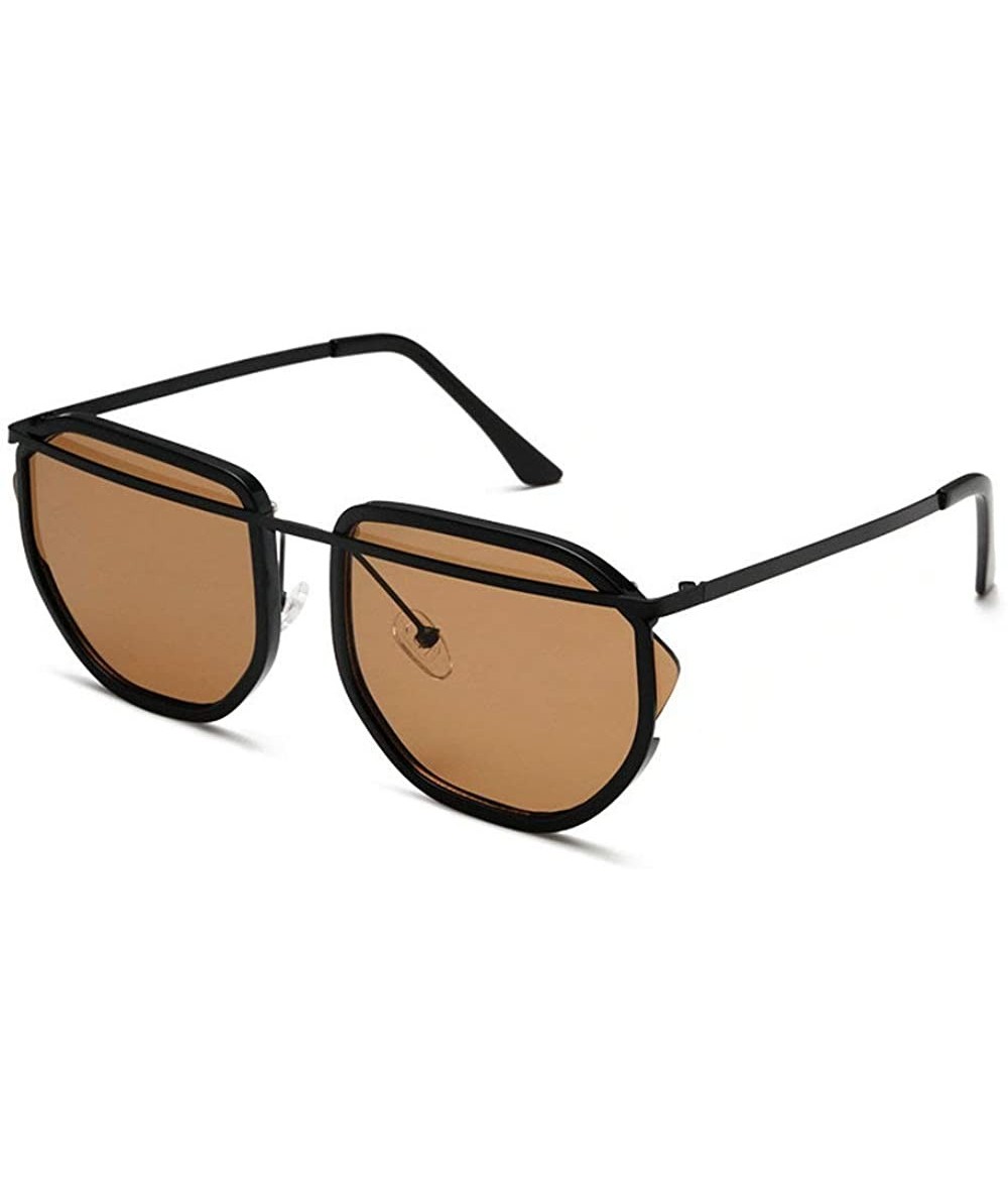 Goggle Oversized Sunglasses Designer Fashion Goggles - Brown - CB18OTUU529 $13.71