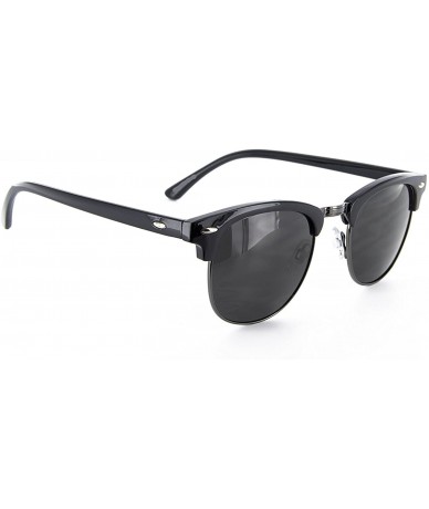 Rimless Men Women Sunglasses Half Frame Semi-Rimless Retro Classic Fashion - Black/Gunmetal - C312O6KZ8FB $9.92