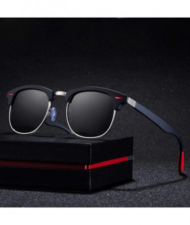 Rimless 2019 New Fashion Semi Rimless Polarized Sunglasses Men Women Brand Black Red - Brown Brown - CN185DYU4L5 $11.79