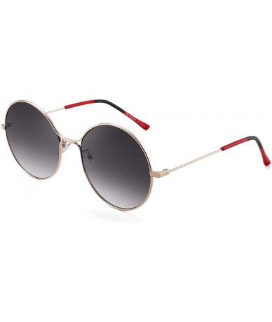 Oversized Vintage Round Metal Sunglasses for Women Oversized Gradient Circle Lens - Gold Frame / Gradient Grey Lens - CX18W7U...