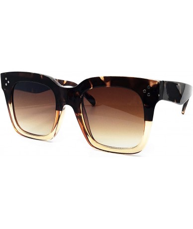 Square 3287 Premium Oversize XL Women Men Mirror Havana Tilda Shadow Style Fashion Sunglasses - Half Leopard Brown - CC18I63G...