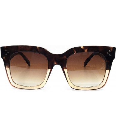 Square 3287 Premium Oversize XL Women Men Mirror Havana Tilda Shadow Style Fashion Sunglasses - Half Leopard Brown - CC18I63G...