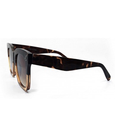 Square 3287 Premium Oversize XL Women Men Mirror Havana Tilda Shadow Style Fashion Sunglasses - Half Leopard Brown - CC18I63G...