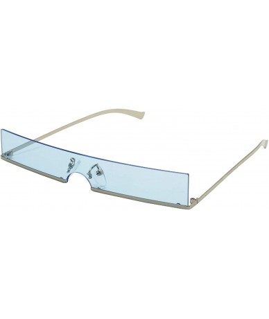 Semi-rimless Rectangular Sunglasses Mono Lens Women Semi Rimless Sunglass for Men EC55705 - Silver Frame/Blue Lens - CN18M0ZH...