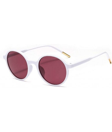 Round Women Fashion Eyewear Round Beach Sunglasses with Case UV400 Protection - Solid White Frame/Rose Lens - CM18WSDROCN $23.81