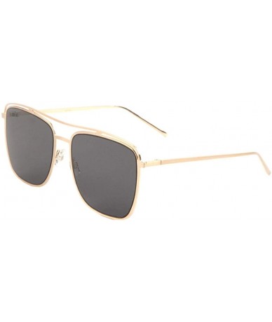 Aviator Raised Top Bar Flat Rim & Temple Modern Square Aviator Sunglasses - Black Gold - CA190I30Y28 $13.73