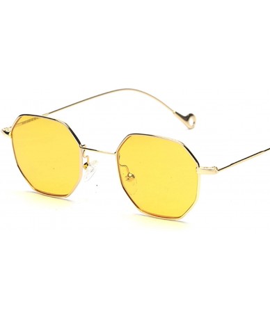 Round Blue Yellow Red Tinted Sunglasses Women Small Frame PolygonVintage Sun Glasses Men Retro - Clear Blue - CG197Y6OK0K $17.29