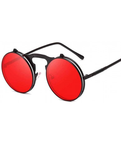 Oversized Classic Men Round Flip Cover Sunglasses Steampunk Women Retro Circle Small Frame Sun Glasses Eyewear UV400 - 3 - CF...