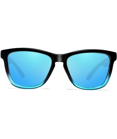 Square Sunglasses Polarized Female Male Full Frame Retro Design - Black Bule - CV18NW6EDC5 $8.84