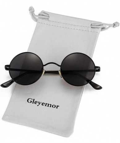Sport John Lennon Glasses - Small Round Polarized Sunglasses for Women Men Retro Circle Sun Glasses - Black/Grey - CK192C5INQ...