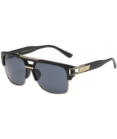 Square Pouch Men Manhattan TM Metallic Hybrid Square Unisex Sunglasses - 87042-black-gold-frame-smoke - CL18S3M63C4 $9.09