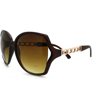 Oversized Womens Oversize Metal Chain Arm Diva Celebrity Fashion Butterfly Sunglasses - Brown - CA11YHZLDF7 $24.01