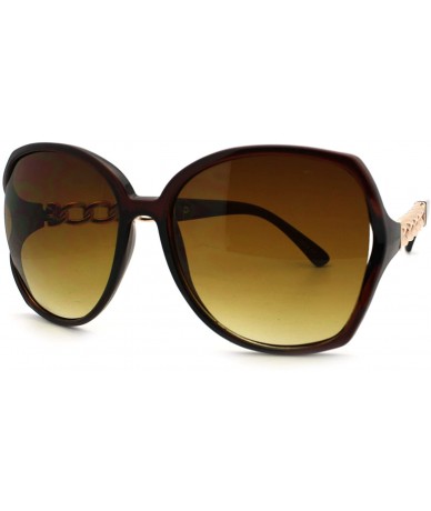Oversized Womens Oversize Metal Chain Arm Diva Celebrity Fashion Butterfly Sunglasses - Brown - CA11YHZLDF7 $13.34