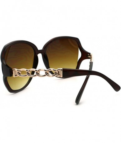 Oversized Womens Oversize Metal Chain Arm Diva Celebrity Fashion Butterfly Sunglasses - Brown - CA11YHZLDF7 $13.34