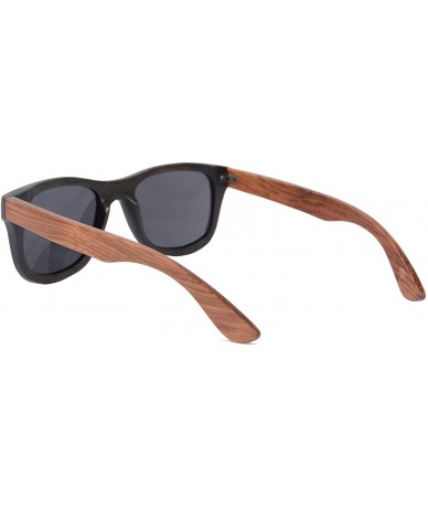 Square Real Handmade Bamboo Wooden Frames Polarized Sunglasses for Men and Women - Lack Bamboo Frame- Rosewood Arms - CH18NCU...