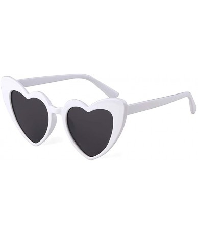 Sport Love Heart Shaped Sunglasses for Women - Vintage Cat Eye Mod Style Retro Glasses - White - CB189AIOAQI $7.45