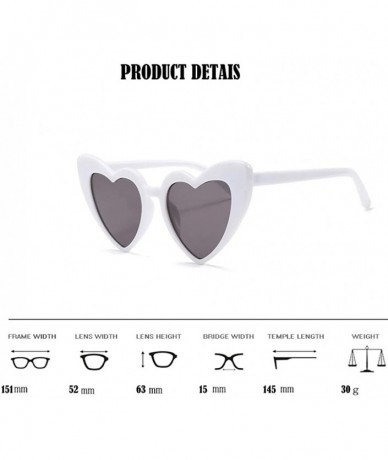 Sport Love Heart Shaped Sunglasses for Women - Vintage Cat Eye Mod Style Retro Glasses - White - CB189AIOAQI $7.45