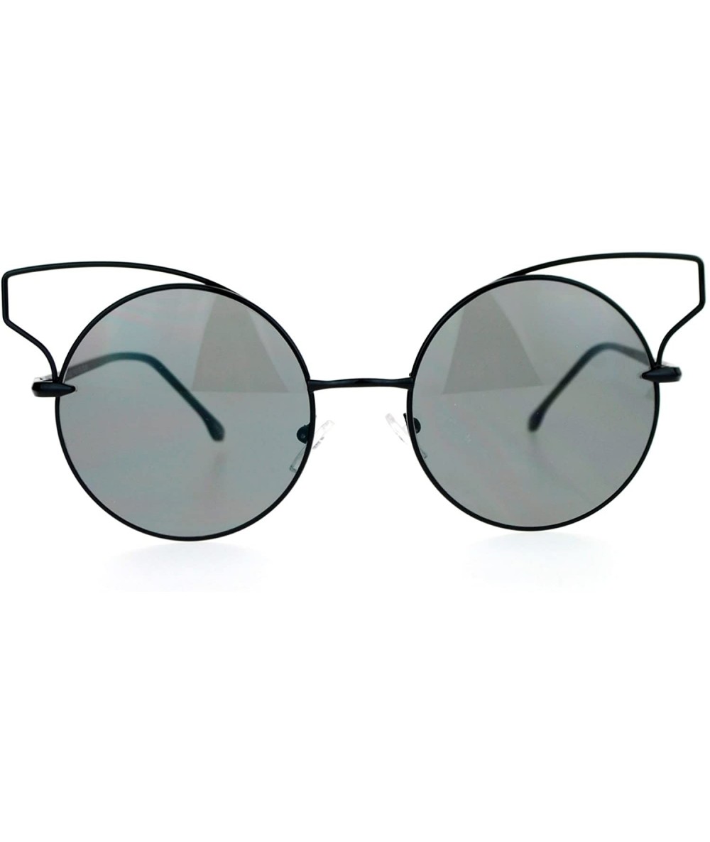 Round Metal Wire Cat Eye Horn Rim Round Circle Lens Sunglasses - Black - CB120ZRC89Z $12.99