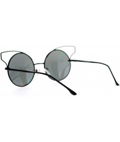 Round Metal Wire Cat Eye Horn Rim Round Circle Lens Sunglasses - Black - CB120ZRC89Z $12.99