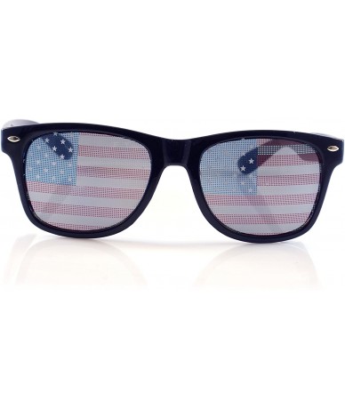 Wayfarer American Flag Lens Horn Rimmed Frame Sunglasses A204 - Dark Brown - CC18EXTDGT4 $11.03