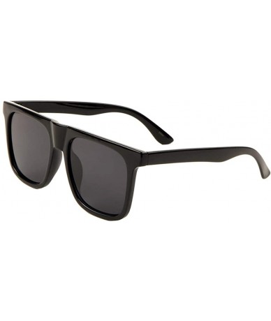 Square Flat Top Curved Nose Bridge Classic Square Sunglasses - Black - CD197R2HEQ4 $25.80