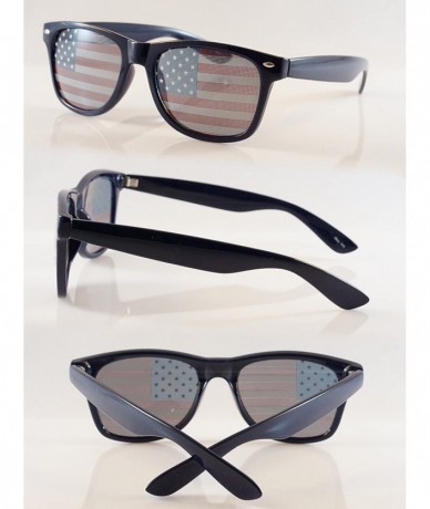 Wayfarer American Flag Lens Horn Rimmed Frame Sunglasses A204 - Dark Brown - CC18EXTDGT4 $11.03