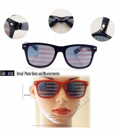 Wayfarer American Flag Lens Horn Rimmed Frame Sunglasses A204 - Dark Brown - CC18EXTDGT4 $11.03