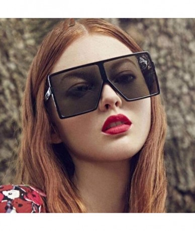 Rectangular Square Oversized Sunglasses-Fashion Oversize Siamese Lens Sunglasses Women Men Succinct Style - Black - CD194GYM3...