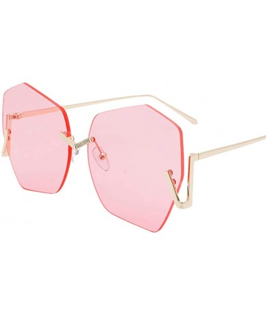 Square Square Rimless Flat Sunglasses for Men and Women Polygon Mirrored Lens Shades - B - CG18UDC5X9S $9.88