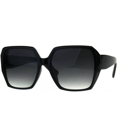 Rectangular Womens Plastic Butterfly Rectangular Large Diva Sunglasses - Shiny Black - CD180GETDUU $24.19