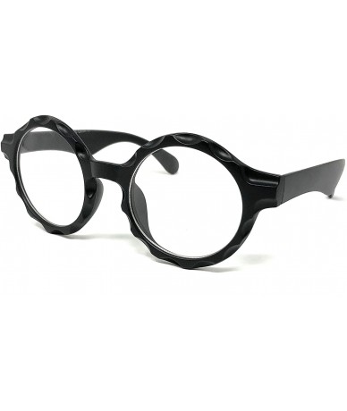 Round Nerd Glasses Classic Fashion Frame Clear Lens Square Round Rectangle - Black Bottlecap Circle- Clear - CB18X4Q5H7Y $18.25