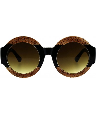 Round Stripe Glitter Pop Color Retro Thick Plastic Round Mod Sunglasses - Brown Black Brown - C518G4AY8UA $11.04