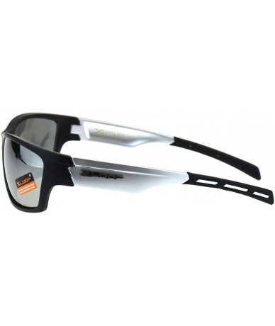 Oval Mens Xloop Sports Sunglasses Rubber End Wrap Around Comfort Shades - Black Silver - CU18K68S3WC $11.33