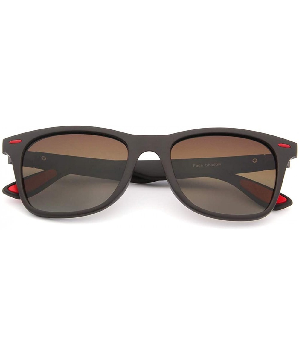 Oversized Retro Polarized Sunglasses Lightweight Casual Sport Classic for Men Women UV400 - Brown Lens/Dark Brown - CR18S6R6W...