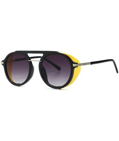 Round Fashion Round frame Lady Brand Designer punk style glasses Vintage men Anti-wind sunglasses UV400 - Yellow - CQ18S899TM...