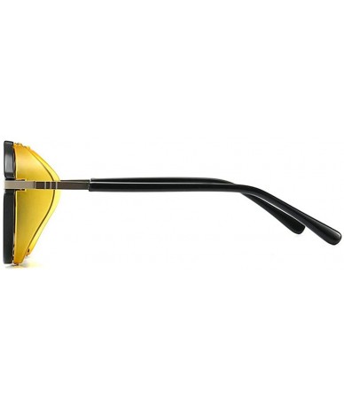 Round Fashion Round frame Lady Brand Designer punk style glasses Vintage men Anti-wind sunglasses UV400 - Yellow - CQ18S899TM...