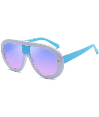 Oval Unisex Fashion Oversized Plastic Lenses Sunglasses UV400 - Blue Pink - C118N92M0K8 $11.45