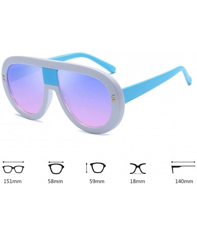 Oval Unisex Fashion Oversized Plastic Lenses Sunglasses UV400 - Blue Pink - C118N92M0K8 $11.45