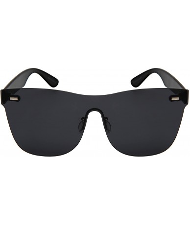 Square Rimless Flat Top Style Sunglasses with Flat Color Mirrored Lens 55687-FLREV - Black - C9185KN983N $15.33