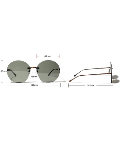 Round New fashion sexy brand designer frameless metal big box ladies round sunglasses - Brown - CJ18KO5ETOD $11.17