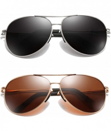 Sport Classic Polarized Aviator Sunglasses for Men Women Metal Frame with Spring Hinges UV 400 Protection - CB18LXWW6IG $12.90