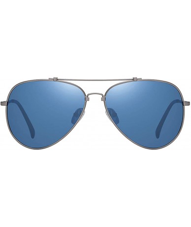 Aviator Unisex Aviator Polarized Sunglasses for Men Women UV400 Protection 8061 - Blue - CR195UMH2ME $10.40