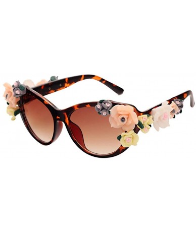 Aviator Fashion Vintage Retro Colorful Flower Sunglasses for Women Beach Photography Outdoor - Leopard - C519035CA57 $32.26