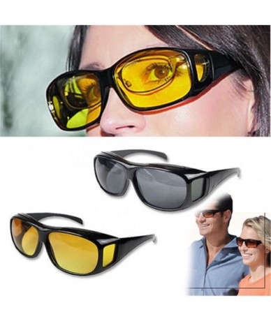 Sport Night Sight Night Driving Over Glasses UV Wind Protection - Grey - CU1887EYZU4 $8.93