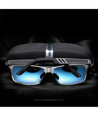 Square Men's Hot Retro Driving Polarized Wayfarer Sunglasses Aluminum magnesium Frame A6560 - Silver-silver - CU18K58O8T9 $14.70