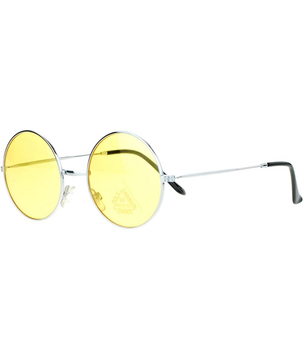 Oversized Color Groovy Hippie Wire Rim Round Circle Lens Sunglasses - Yellow - C6127FETOON $19.48