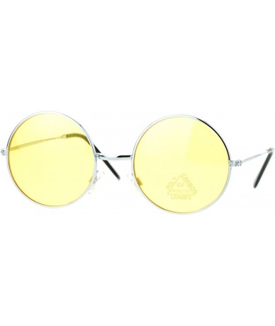 Oversized Color Groovy Hippie Wire Rim Round Circle Lens Sunglasses - Yellow - C6127FETOON $19.48