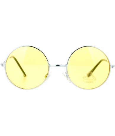 Oversized Color Groovy Hippie Wire Rim Round Circle Lens Sunglasses - Yellow - C6127FETOON $11.85